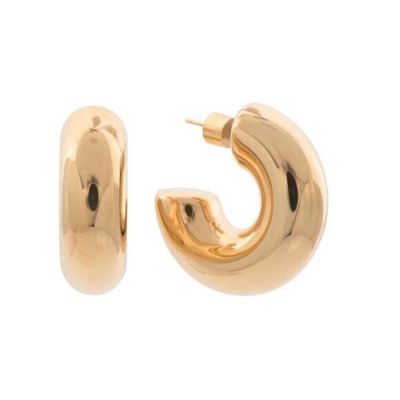 MILOR GOLD Yellow Gold Made In Italy 14k Gold Chunky 1.15in Hoop Earrings